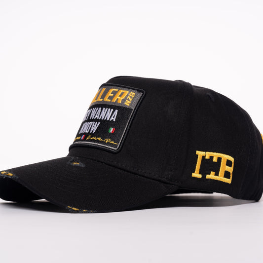 Baller SZN Black/Gold Distressed Cap
