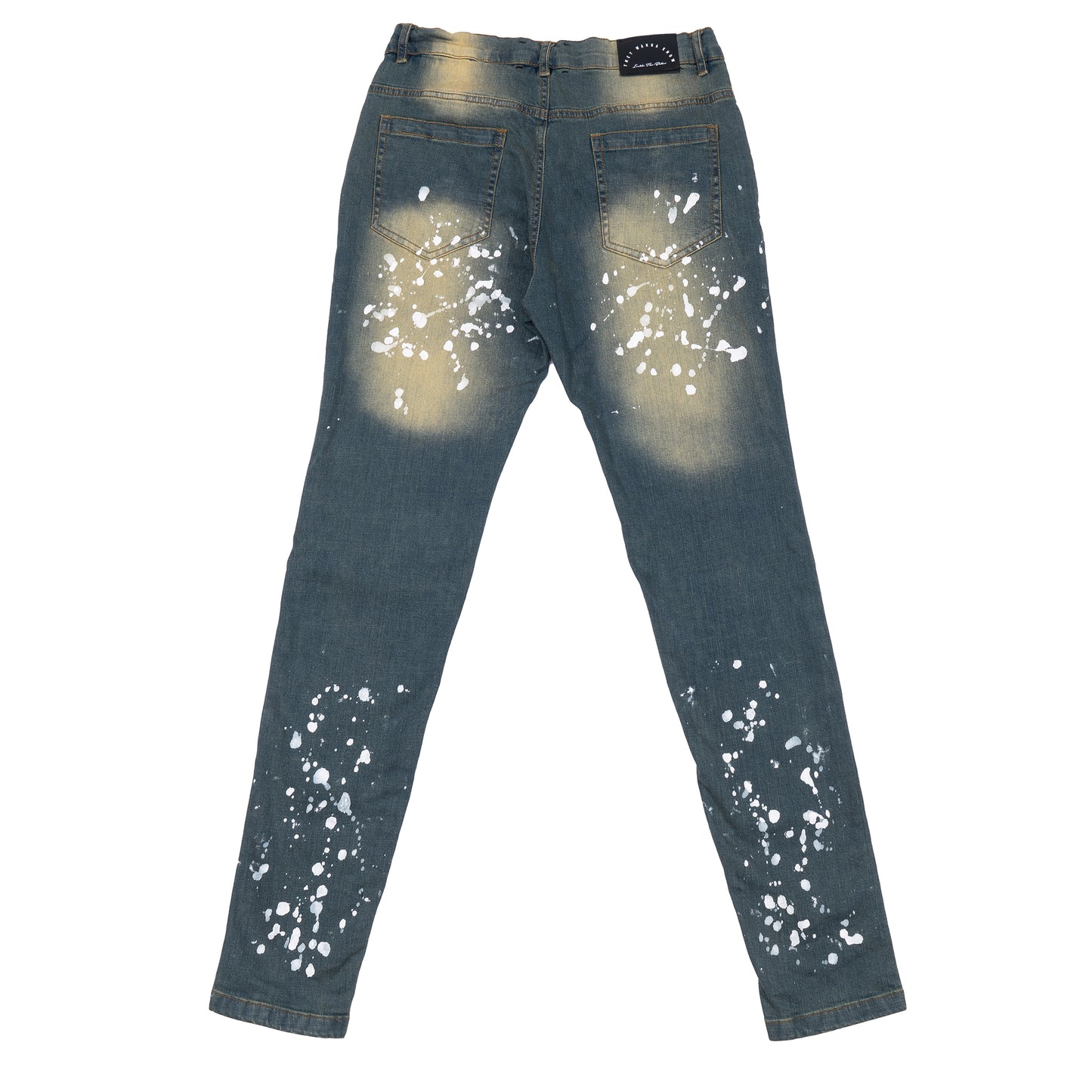 Baller Blue Distressed Paint Splash Jeans