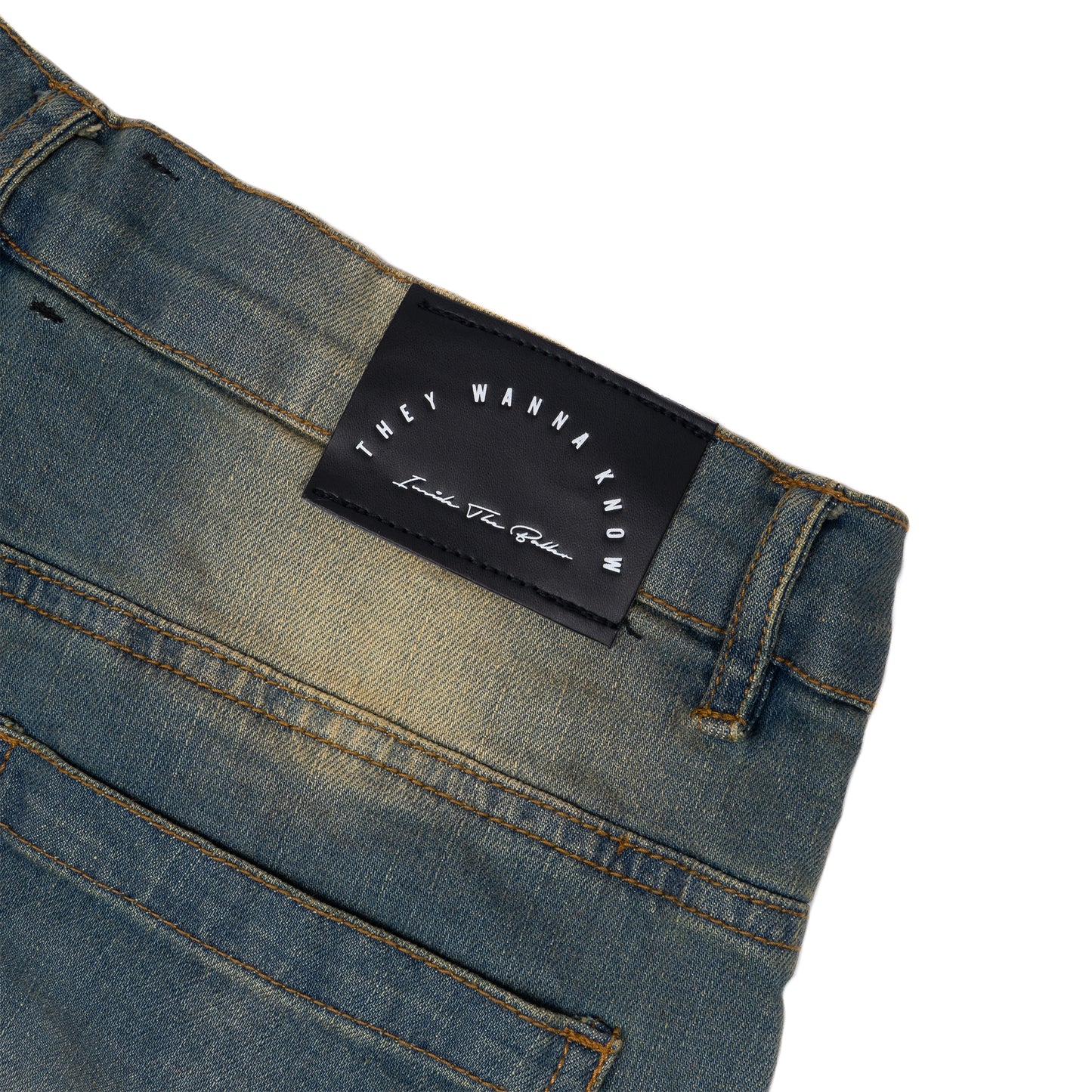 Baller Blue Distressed Paint Splash Jeans