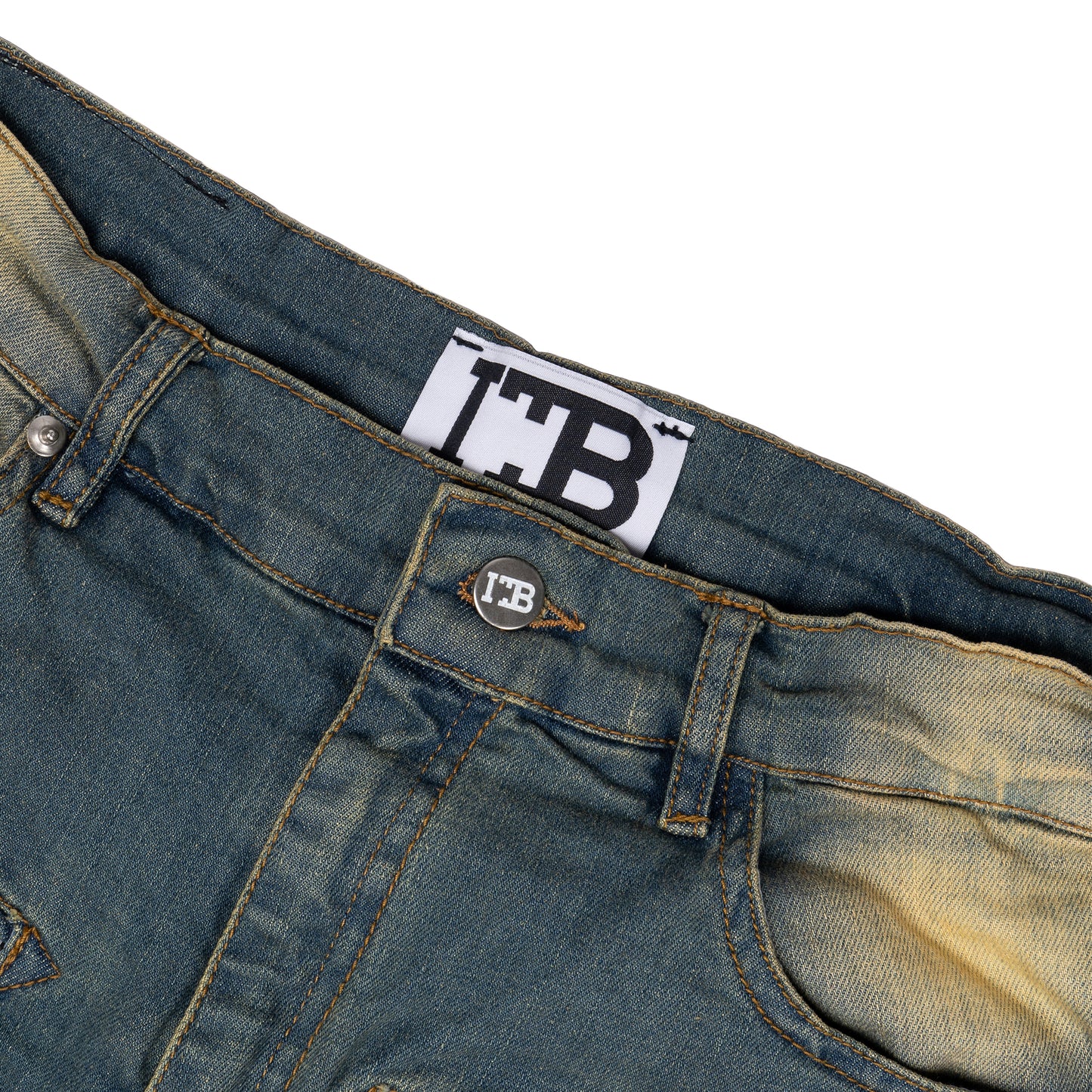 Baller Blue Distressed Paint Splash Jeans