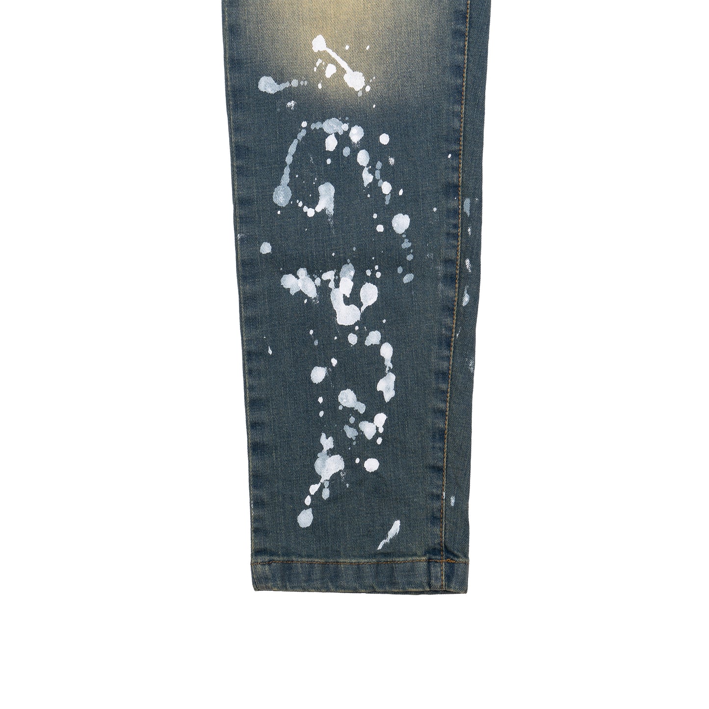 Baller Blue Distressed Paint Splash Jeans