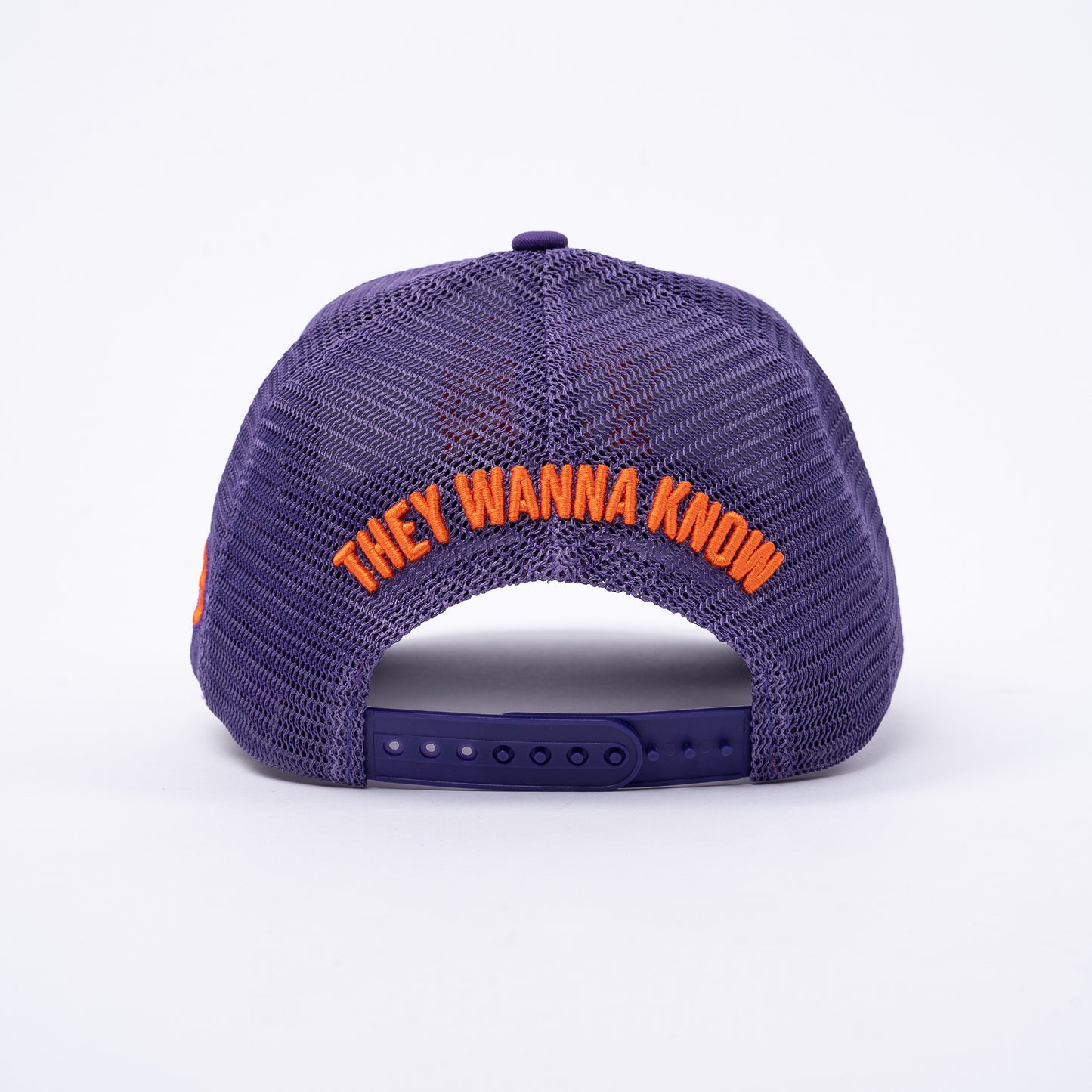 ITB Repeat Icon Distressed Mesh Trucker Cap Purple & Orange