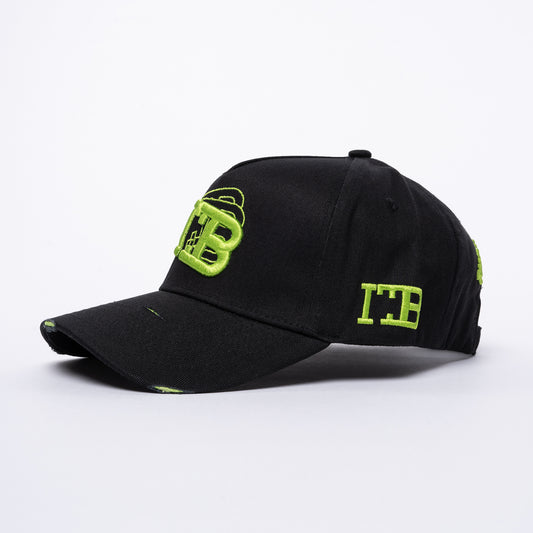 ITB Repeat Icon Distressed Cap Black & Lime