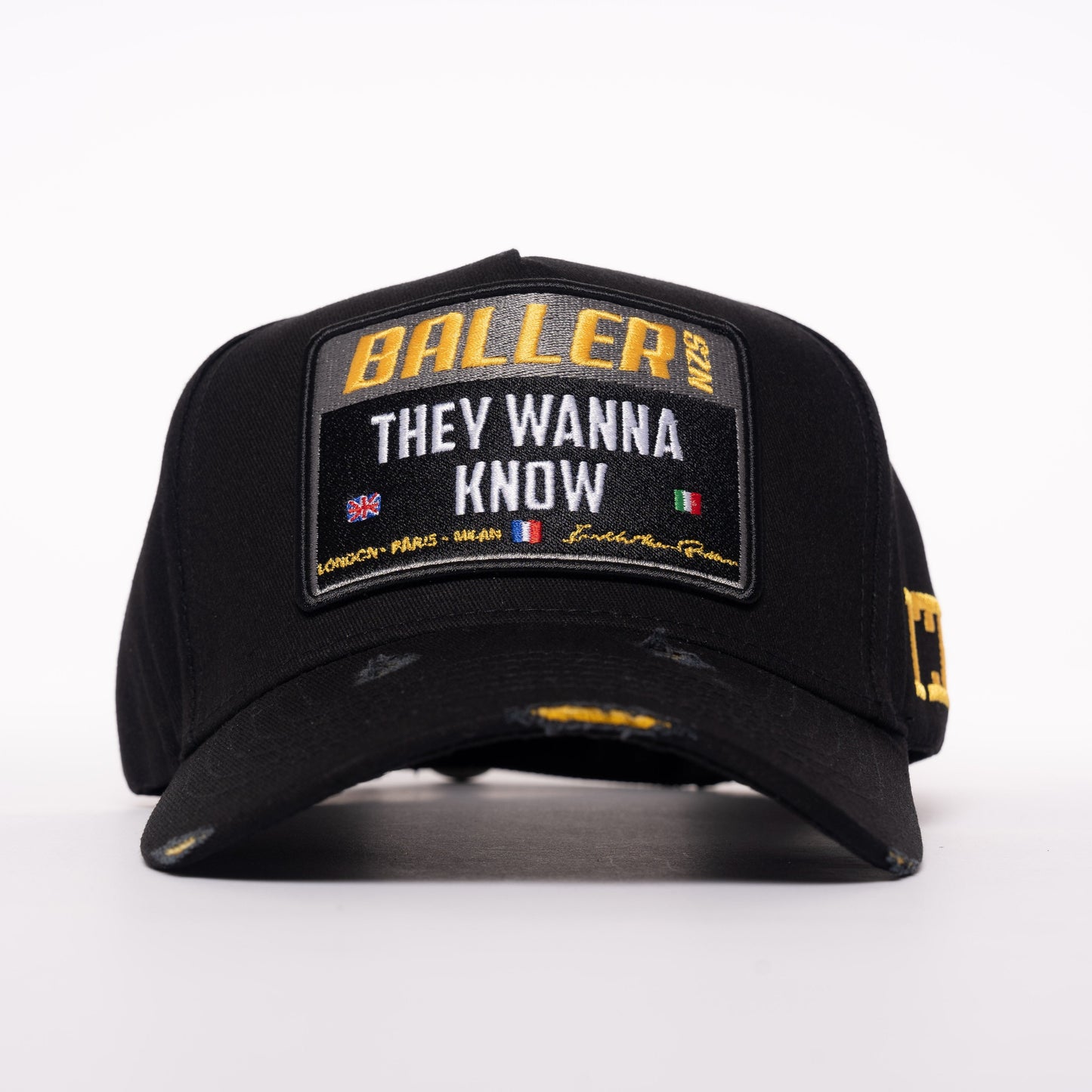 Baller SZN Black/Gold Distressed Cap