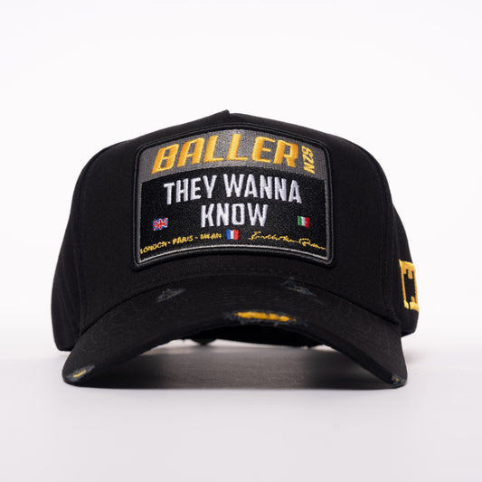Baller SZN Black/Gold Distressed Cap