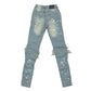Ripped Baller Blue Distressed Paint Splash Jeans