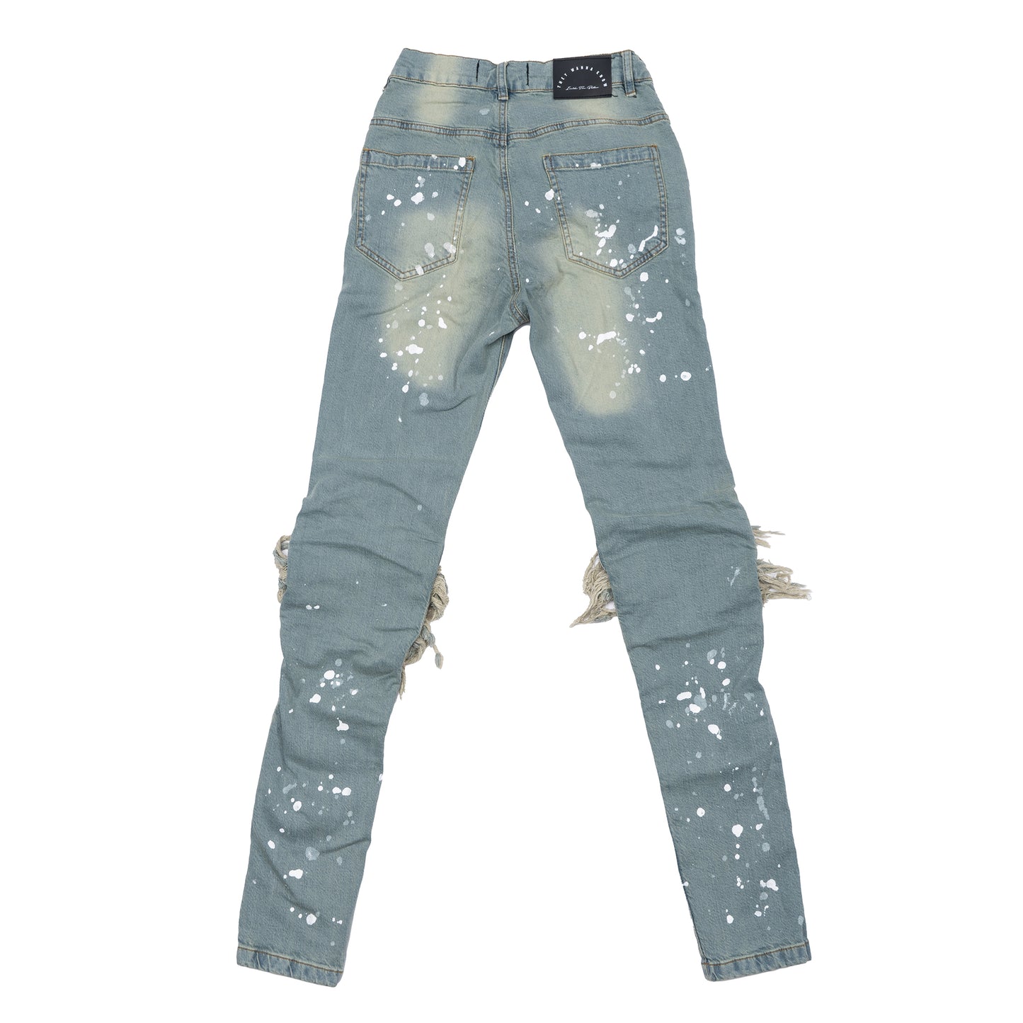 Ripped Baller Blue Distressed Paint Splash Jeans