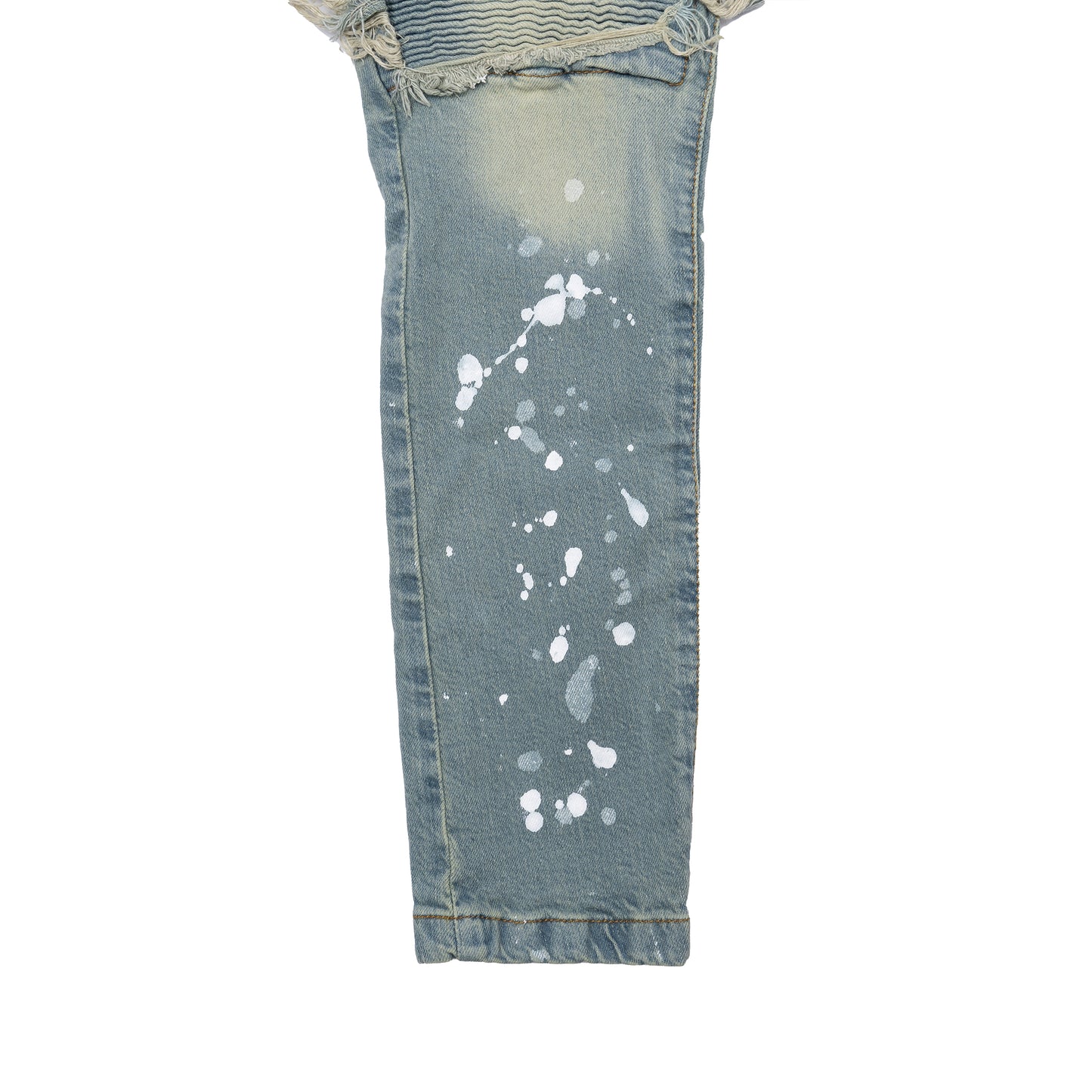 Ripped Baller Blue Distressed Paint Splash Jeans