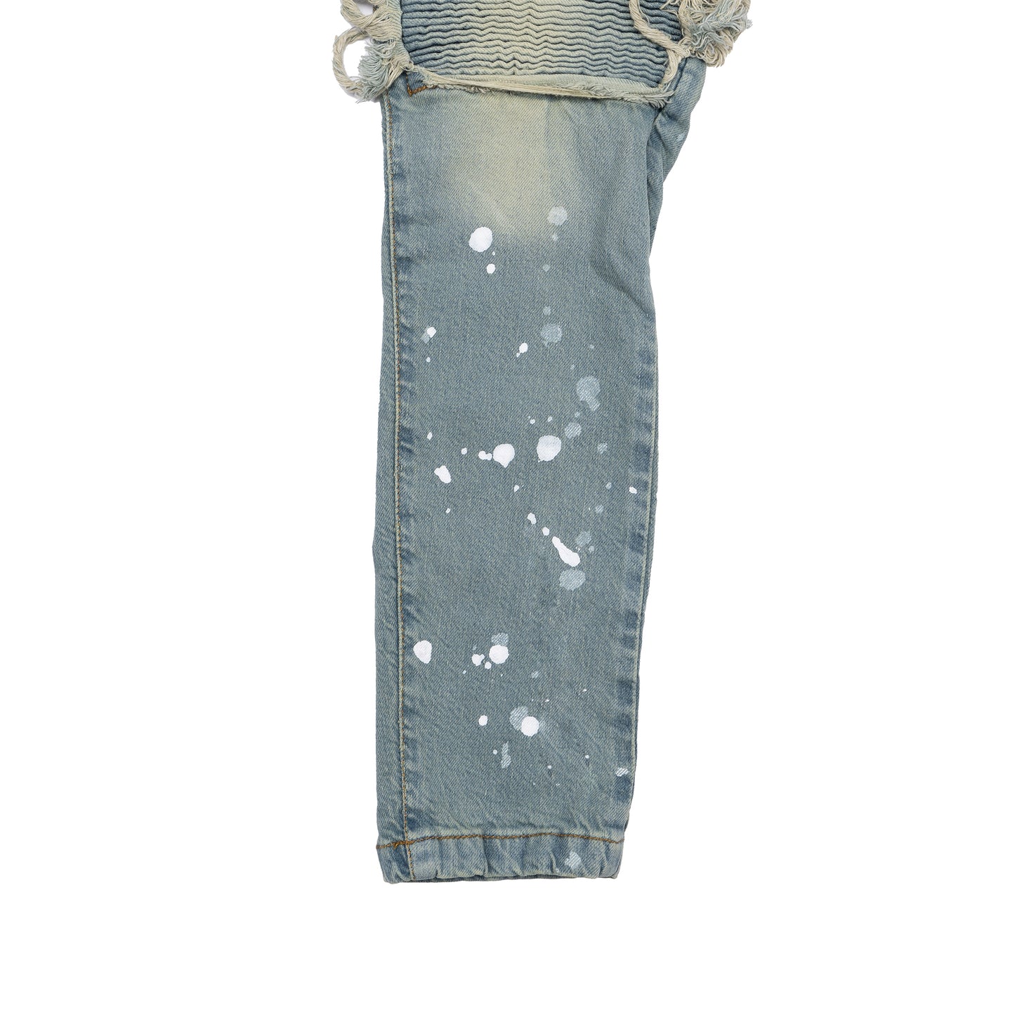 Ripped Baller Blue Distressed Paint Splash Jeans