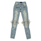 Ripped Baller Blue Distressed Paint Splash Jeans