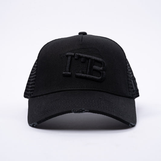 ITB Repeat Icon Distressed Mesh Trucker Cap Black