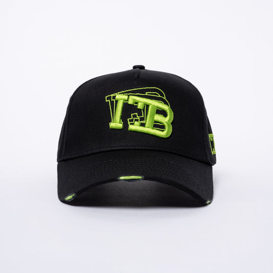ITB Repeat Icon Distressed Cap Black & Lime